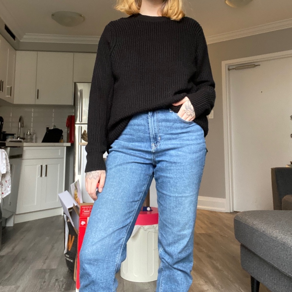 black knit crewneck